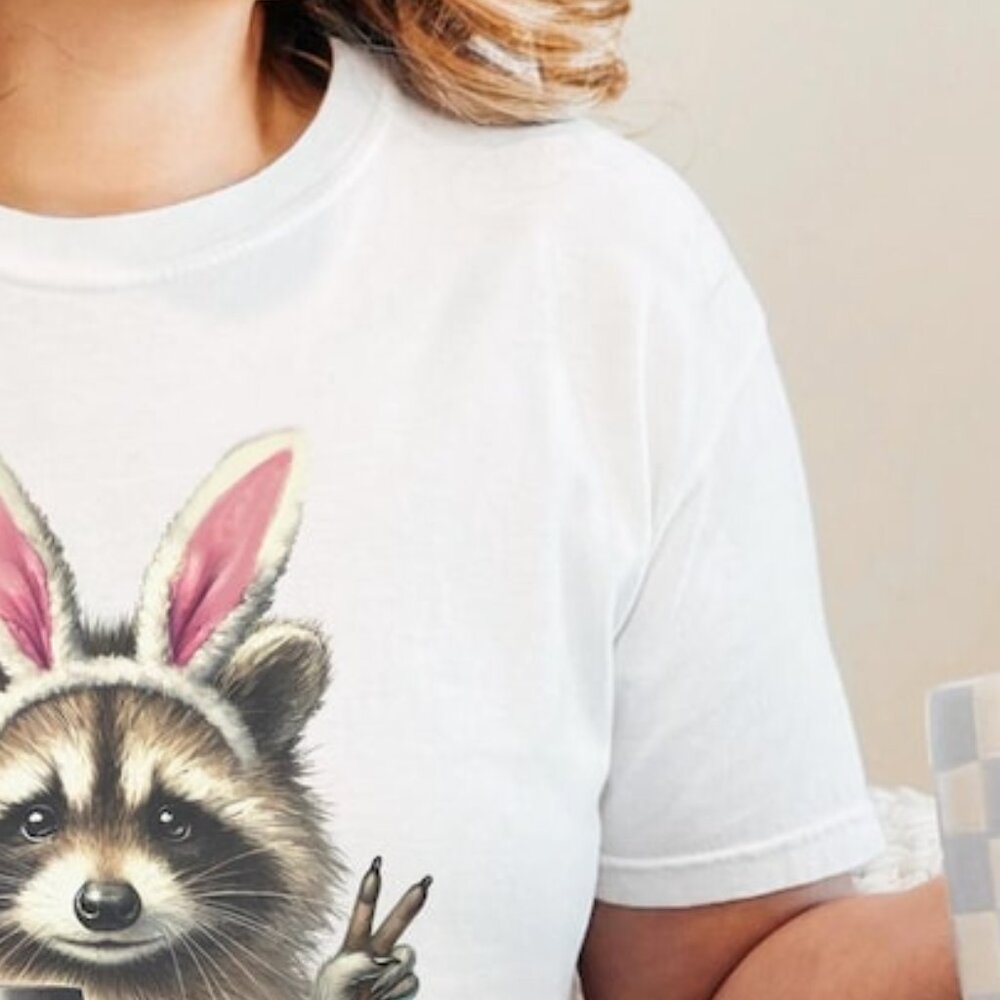 Funny Raccoon Shirt, Easter Bunny Shirt, Raccoon Shirt - Picture 3 of 4